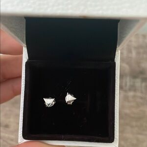 Elegant Sterling Silver Triangle Stud Earrings